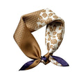 FEIBOON Mulberry Silk Scarf 21"x21" Small Square Scarfs for Women - color: Coffee White