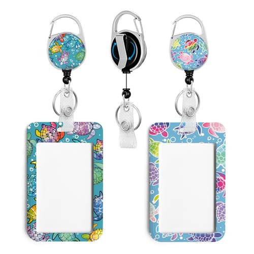 2 Pack Sea Turtle ID Badge Holder with Clip Badge Reels - color: 2 Pack-sea Turtle2