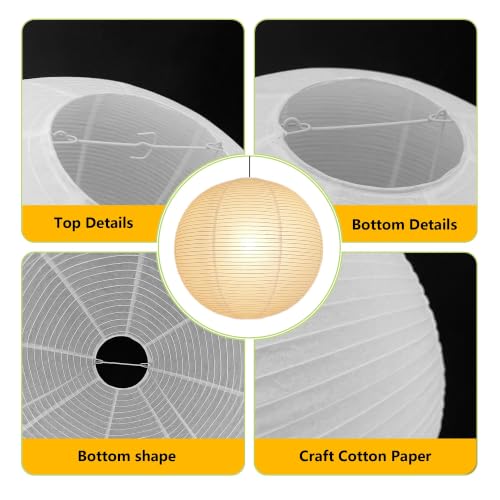 (21.65inch) Large White Round Paper Lamp Shade, Chinese Foldable Pendant Lampshade,Ceiling Rice Paper Lantern Indoor Decor for Bedroom,Living Room