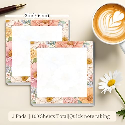 Sticky Notes 3x3 Inches, Cute Self-Stick Note Pads, Funny Memo Pads, Easy to Post Sticky Notes for Office, Home & Notebook Soft Flower Bouquet - color: Soft Flower Bouquet