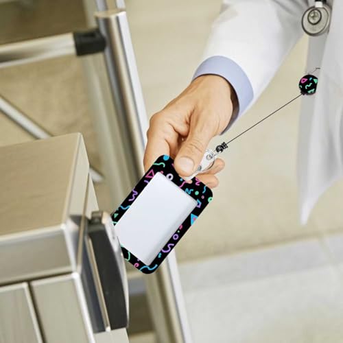 ID Badge Holder with Lanyard Easy to Use Space Pattern Badge Holder Colorful Planets and Stars for Workers Events Schools - color: Space Pattern