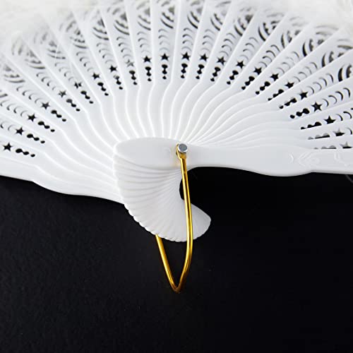 BABEYOND 1920s Marabou Feather Folding Hand Fan - color: Off White
