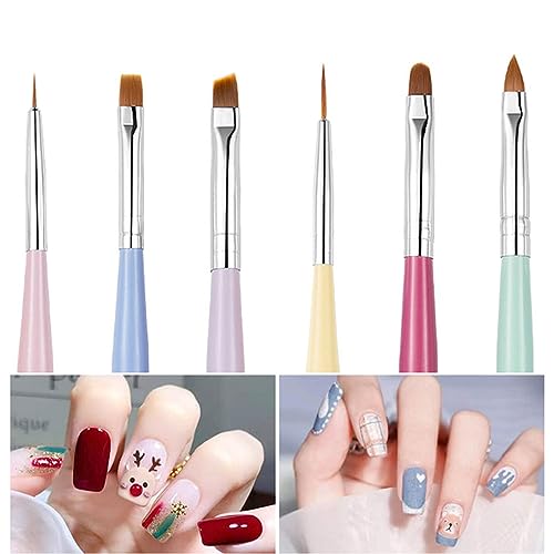 Nail Art Brushes 6Pcs - Painting, Liner, Dotting Pens for Salon - color: a-6pcs