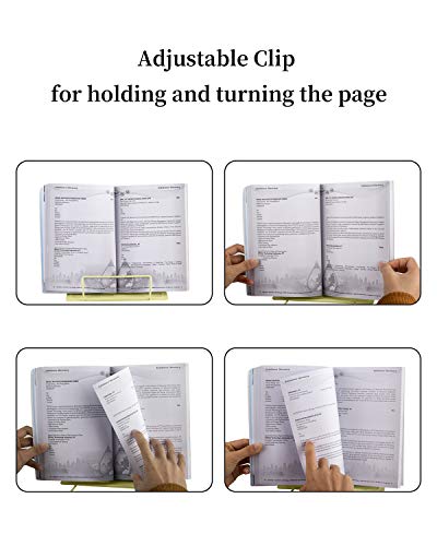MSDADA Desk Book Stand Metal Reading Book Holder Adjustable Cookbook Holder - color: Light Yellow