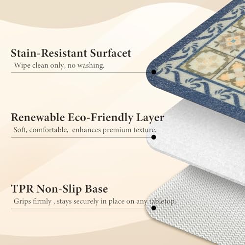 Vinyl Placemats Set of 6-12x17 Inch - Heat Resistant Washable Place Mats Waterproof Non-Slip Wipeable Table Mats for Dining Table Decor, Indoor/Outdoor Plastic Mat - color: Boho