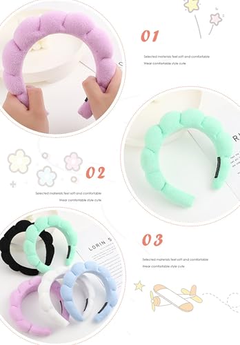 Spa Headband Set Washing and makeup sponge hair hoop suit bath towel cloth for cleaning the face or bath beam. (White, Average code) - color: White