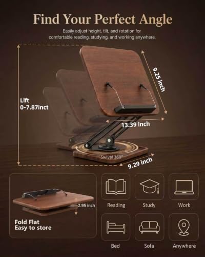 Adjustable Book Stand, Book Holders for Reading Hands Free