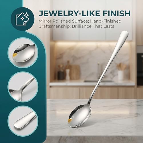 Iced Tea Spoons Set of 4, 7.7-Inch Long Handle Pointed Bar Cocktail Stirrer
