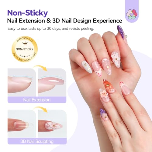 SAVILAND Pro Solid Builder Nail Gel for Nails with 30 g Rhinestone Glue Gel: 30 Days Long Lasting Clear 3D Nail Gel for Nail Extension Nail Art Salon - size: 2pcs