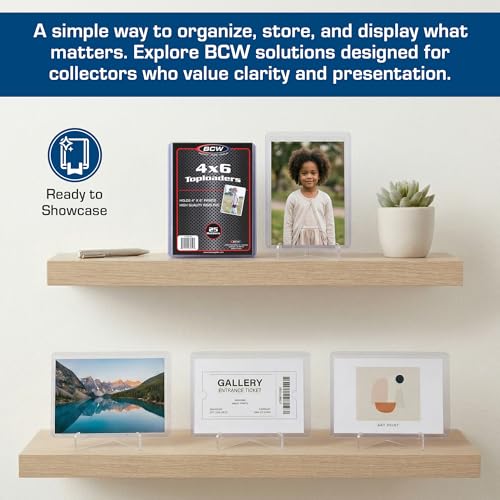BCW 4x6 Photo & Postcard Topload Holders – 50 Pack | Blue-Tinted 4x6 Toploader Protectors for Photos, Prints & Postcards | Rigid Plastic Toploaders for Display & Storage - size: 50 Pack