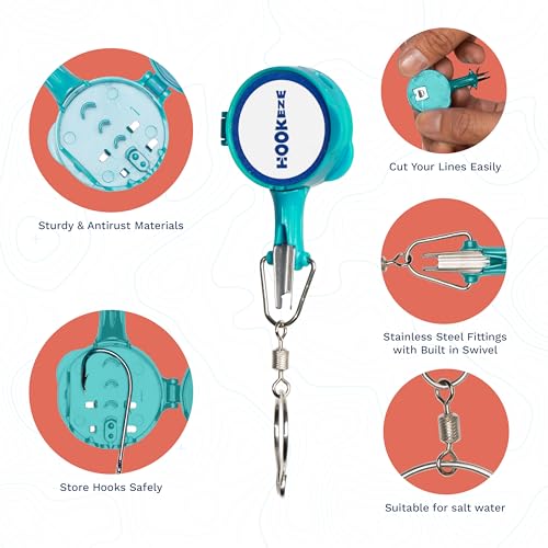 HOOK-EZE Fishing Knot Tying Tool | Protect from Fish Hooks | Tie Fishing Knots Easily | Cool Gadgets for Fishermen | Ice Fly Fishing | Fishing Accessories for Beginner Anglers | Nail Knot Tool - color: Turquoise, style: Nail Knot
