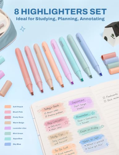 SUNEE Pencil Case with Supplies, 35PCS Aesthetic Stationery Set, Blue - color: Blue, style: 35 Pack