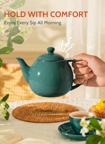 Sweese Porcelain Teapot 27 oz with Infuser for Loose Leaf Tea, Sage Green - color: Sage Green, size: 27oz (with infuser)