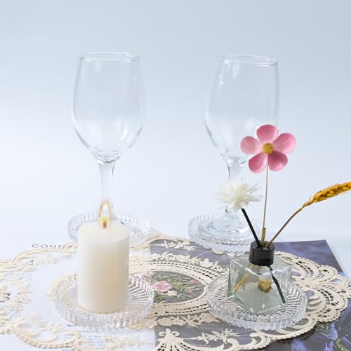 Crystal Glass Coaster 6 Pack Round Cup Drinks Coasters,Clear - color: Clear