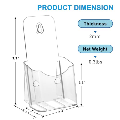 xydstay Acrylic Brochure Holder 4 Inches, Clear Flyer Sign Holder, 12 Pack - size: 4x7