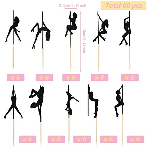 60 Piece Cupcake Topper Picks Dancing Silhouette Toothpick