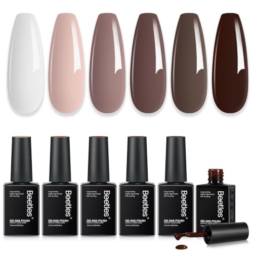 Beetles Neutral Gel Polish Set, 6 Neutral Brown Colors Gel - color: C - Creme | Caramel Cappuccino