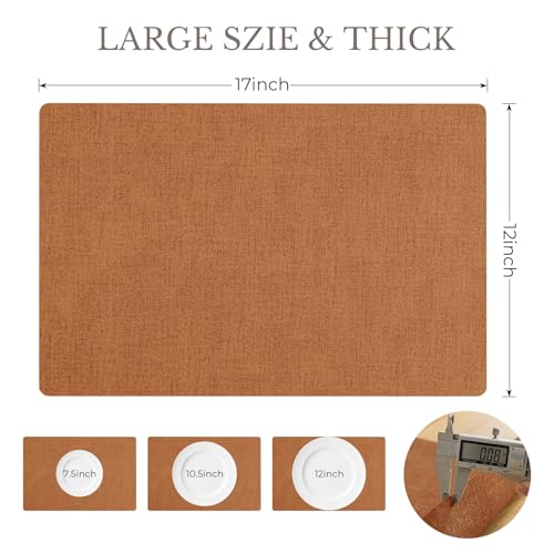 Romanstile Faux Leather Vinyl Placemats Set of 6, Orange - color: Orange