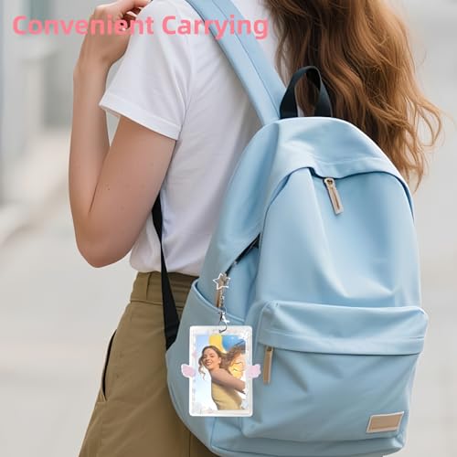 2-Pack Wing Shaped Photocard Holder - Clear Acrylic Cute Photocard Holder Keychain,Bus Cards,Ideal Gift for Fans - color: Purple/Blue