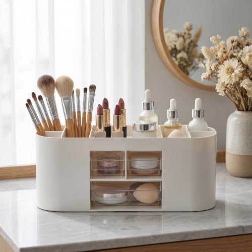 Desk Organizer with Drawers, Office Supplies Storage, White - color: White, size: C