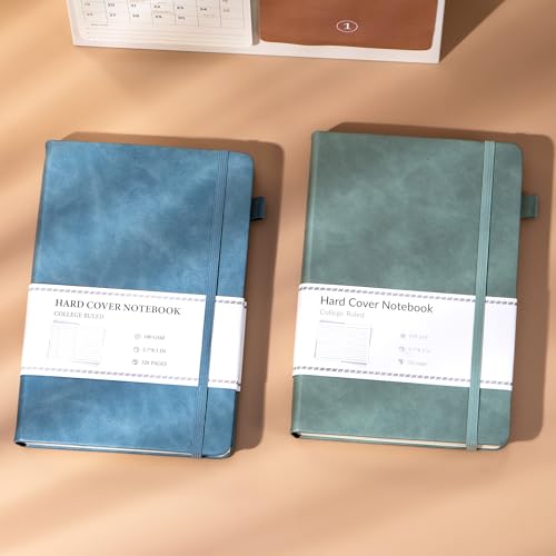 CAGIE Journals Notebooks for Women Men 2 Pack: Journaling Notebooks Journals for Writing Work Leather Diary Hardcover A5 Thick Note Taking Green& Blue - color: Green Blue, style: Lined A5