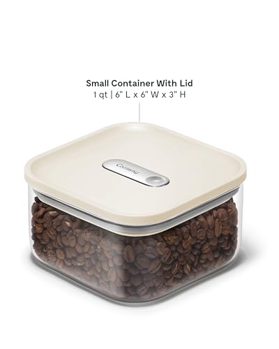 Caraway 1 qt Glass Airtight Food Storage Container with Lid - color: Cream, size: 1qt Container