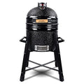 London Sunshine Ceramic Kamado Charcoal BBQ Grill and Smoker, Stainless Steel Grates -15" Ceramic with Tall Stand (BLACK) - color: Black