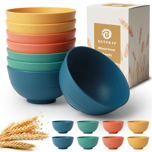 Wheat Straw Bowls, 10 OZ Snack Bowl Set of 8 (Multicolor) - color: Multicolor, size: 10 oz