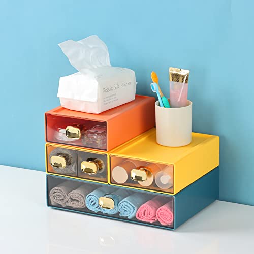 Desktop Storage Drawers, Plastic Countertop Printer Paper Organizer - color: 1 Large Drawer, Blue