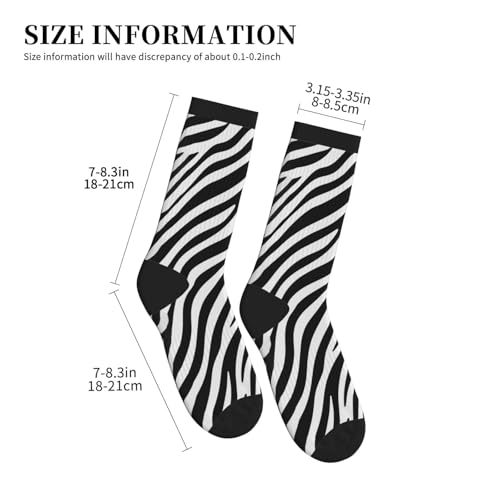 Crew Athletic Socks Funny Crazy Casual Sports Novelty Dress Socks for Women Men Running Hiking - color: Zebra Print Black White