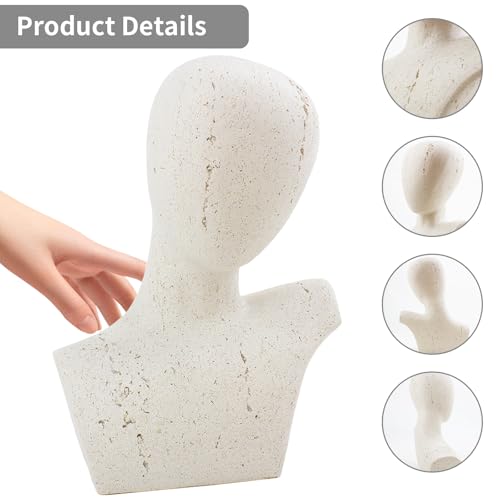 Large Size Abstract Home Decor Living Room Coffee Table Decor, No Face Thinker Statue Accents for Shelf, Modern White Textured Art Statue, Resin Sculpture Figurines for Bookshelf Desk Bedroom Office