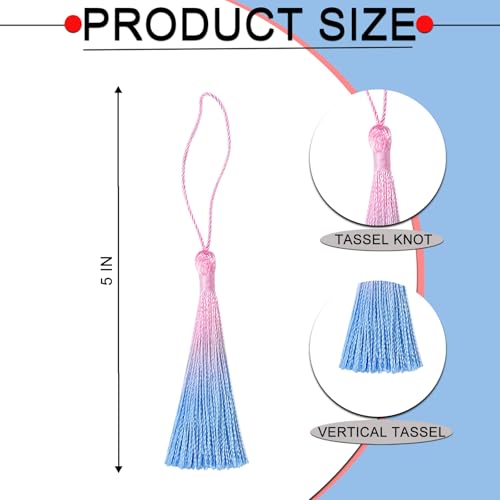 50Pcs 5 Inch Bulk Bookmark Tassel Kit for Graduation, Keychain(Pink Blue) - color: Pink&blue