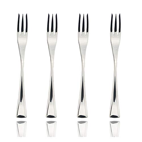 JASHII 18/10 Stainless Steel 4 Piece Mirror Polished Silver Fish Fork Silverware Server Utensil Set - color: Fish Fork