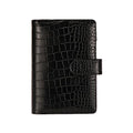 A6 Crocodile Budget Binder Cover - PU Leather Notebook Binder with Hidden Snap Buckle, Small 6 Ring Refillable Journal Binder, Black - color: Black, size: A6