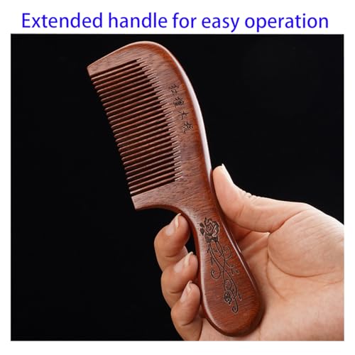 Wooden Hair Comb Set, Wide Tooth and Fine Tooth Detangling Combs, Brown, 2 Pack (One Size) - size: One Size