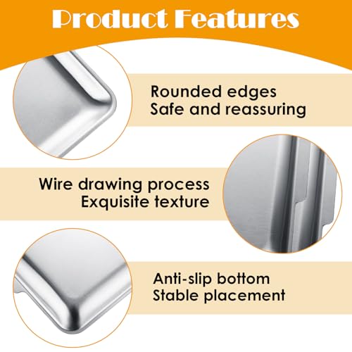 2 Pack 201 Stainless Steel Serving Platters 16x11 Inch
