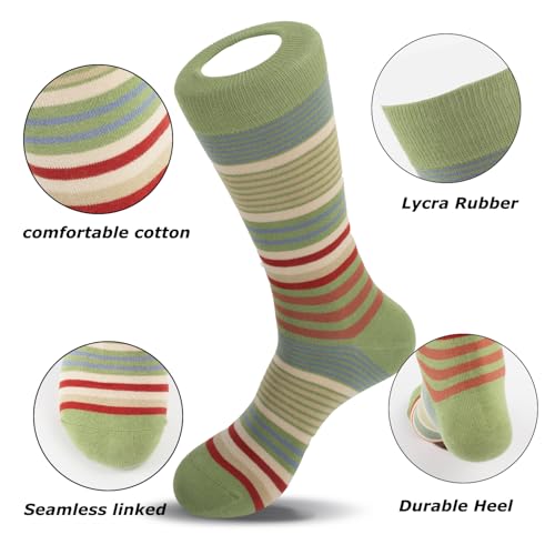 Feetalk Odor Resistant Dress Socks for Men Cotton Business Crew Socks Patterned Socks Funny - color: Color S, size: 6-8.5