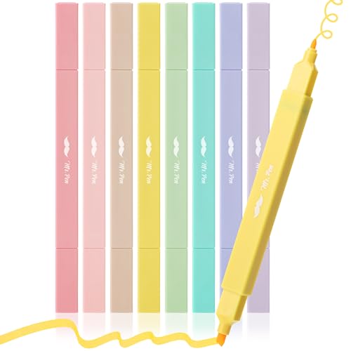 Mr. Pen- Dual Tip Aesthetic Highlighters, 8 pcs, Chisel & Fine Tip - color: Pastel, size: 8 Pack