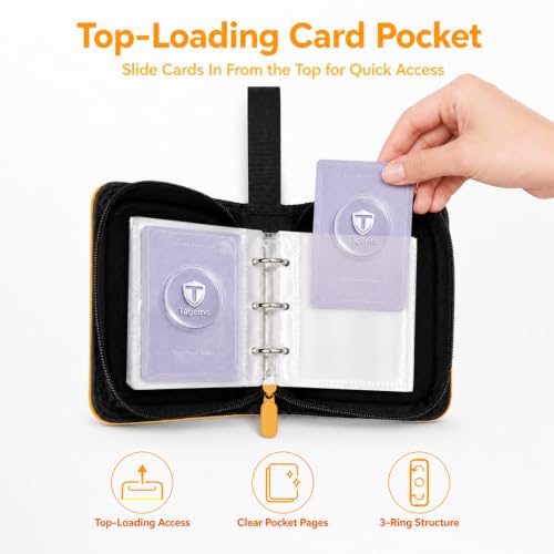 1 Pocket Card Binder with Zipper, 100 Pockets Mini Trading Card Album, Premium PU Leather Single Card Binder, Small Display Folder for TCG & Sports Cards - color: Yellow, size: 1-Pocket