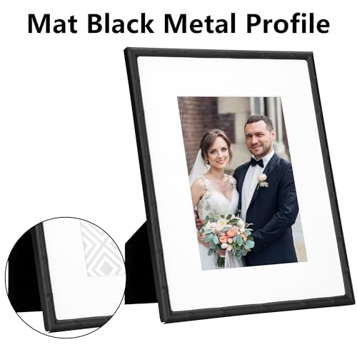 YiPinYin Black 5x7'' Bamboo Detail Design Metal Picture Frame 2pack,Elegant Metal Photo Frames 7x5'' With Real Glass and Soft Touch Velvet & Backing for Desktop and Wall Décor - color: Black, size: 5x7Inch 2PK