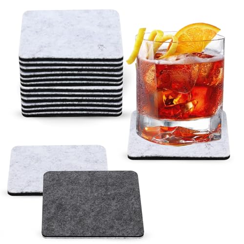 A&A Wonders Premium Felt Coasters for Drink, Two-Tone Reversible, Absorbent Felt Protects Furniture, Table, Anti Slip, Suitable for Drinks & All Table Types (Light Gray/Dark Gray, Square 12 Pack) - color: Light Gray/Dark Gray, size: Square 12 Pack