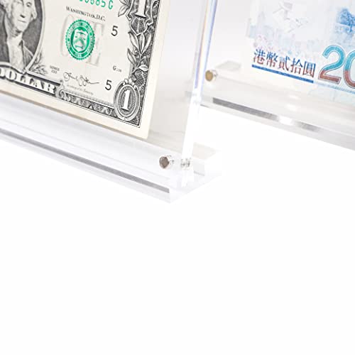 IEEK Acrylic Dollar Bill Display Case Dollar Frame Clear Paper Money Holders Currency Ticket Protector Paper Money Frame for Bill Collectors,7.3 x 3.5 Inch,4 Pack