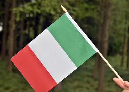 25Pack Small Italy Flag Handheld Mini Italian Flag on Stick 5x8 Inch - color: Italy