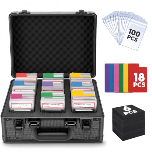 3 Row Graded Card Case Storage Box, Holds 100+ PSA Slab Case for Sport Card - size: 3 Row Holds 100+ Card Slabs