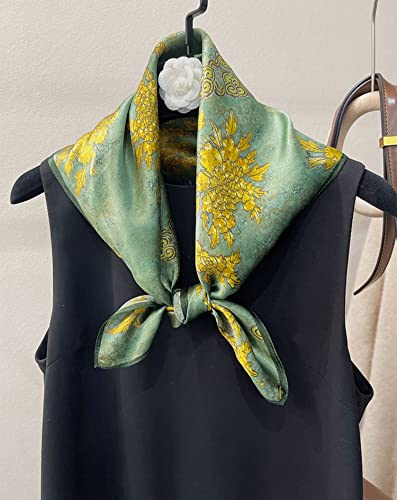 100% Mulberry Silk Scarf - 25.6" Square Neckerchief & Headscarf Gift Packed - color: Dark Green
