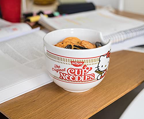 Hello Kitty Cup Noodles Japanese Ceramic Dinnerware Set | Includes 20-Ounce Ramen Bowl and Wooden Chopsticks | Asian Food Dish Set For Home Kitchen | Kawaii Anime Gifts, Official Sanrio Collectible - color: Japanese