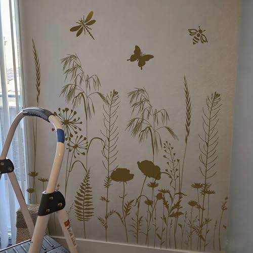 Large Flower Stencils for Painting Walls Floral Stencils for Wood Fence - style: Wildflower