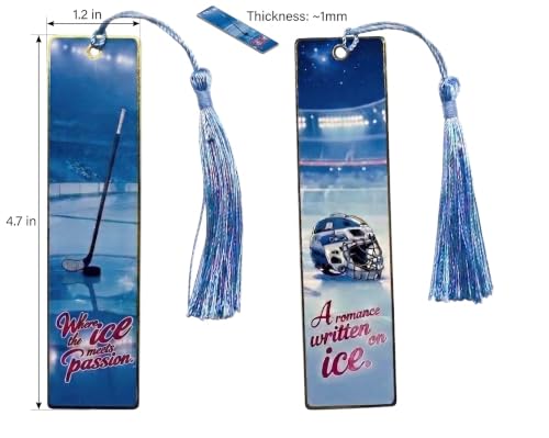 2Pcs Hockey Metal Bookmarks for Sports Romance Readers Book Lover Gift - color: Ice Hockey