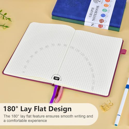 Graph Paper Notebook 5.9"×8.5", 160 Pages Grid Notebook, A5 Graphing Paper - color: Wine red, size: Grid Page