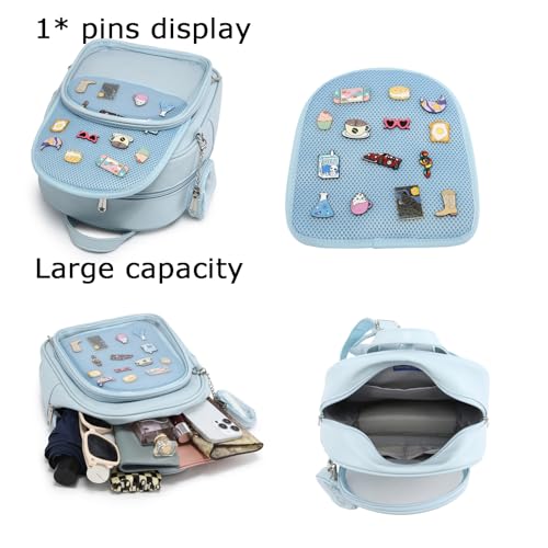 Aesthetic Kawaii Ita Backpack Pin Display Cute Purse For Anime Pins - color: Blue